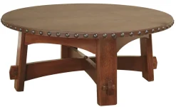 Commemorative Coffee Table with Swivel Leather Top