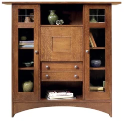 Harvey Ellis Fall-Front Bookcase with Glass Doors