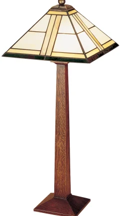 Square Base Table Lamp with Art Glass Shade